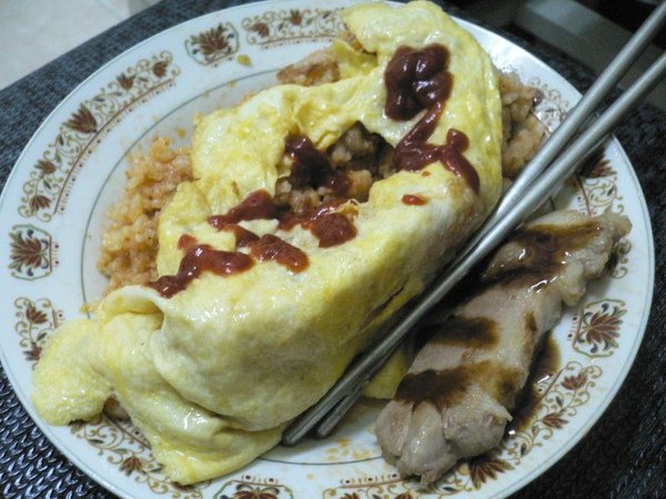 蛋包飯+豬排