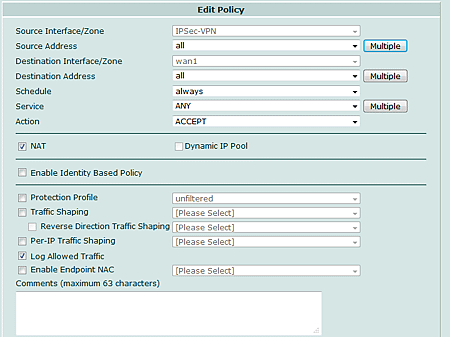 Fortigate Policy for IPSec