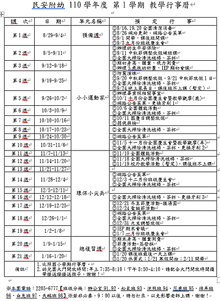 110-1教學行事曆