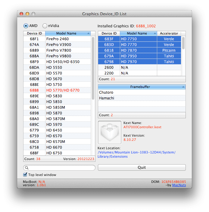 Graphics Device_ID List