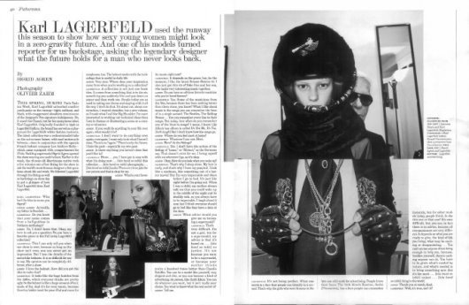 Interview Magazine - Sigrid interviwed Karl Lagerfeld