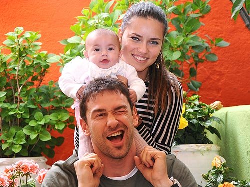 Adriana Lima,her daughter Valentina and husband Marko Jaric 