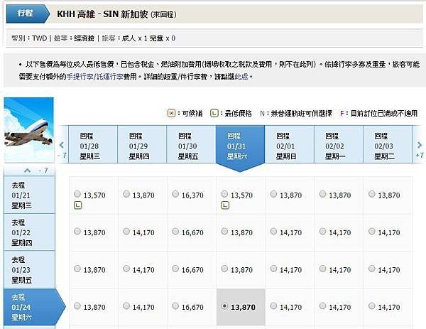 07- TW to Singapore- ChinaAirline- time and price