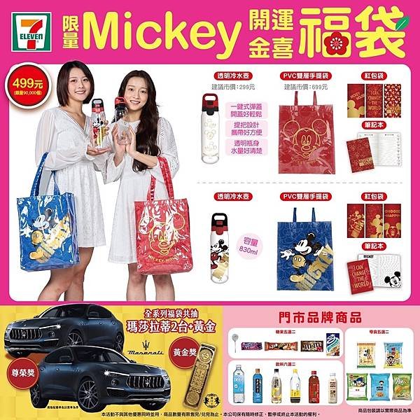 499福袋 $499米奇福袋 mickey福袋 711福袋 2022年 7-11 統一超商福袋 虎年福袋 內容物 販賣日 開箱 pvc外袋 肩背袋 環保袋 超商福袋樣式