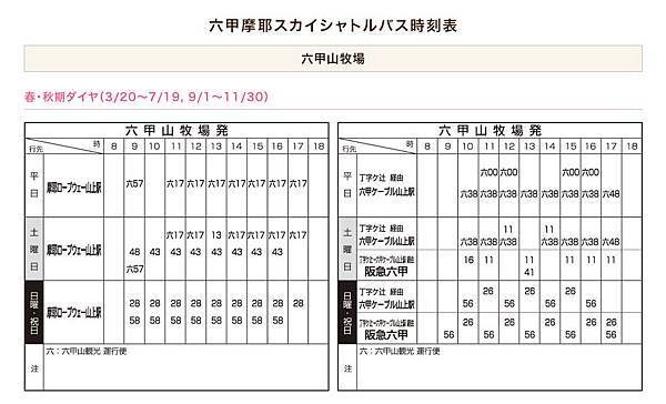 六甲山牧場巴士a01