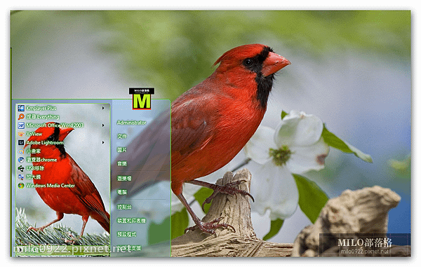 紅衣主教鳥可愛win7   milo0922.pixnet.net__026_00586