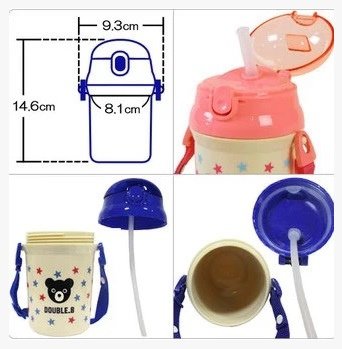 日本代購正品 mikihouse吸管杯 水壺 double.b 黑熊 65-4016-679-1