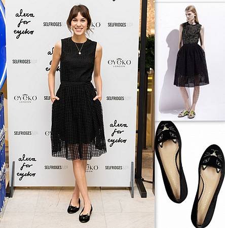 1206 Alexa Chung in Carven-Dress &amp; Charlotte-Olympia-Kitty flats.jpg