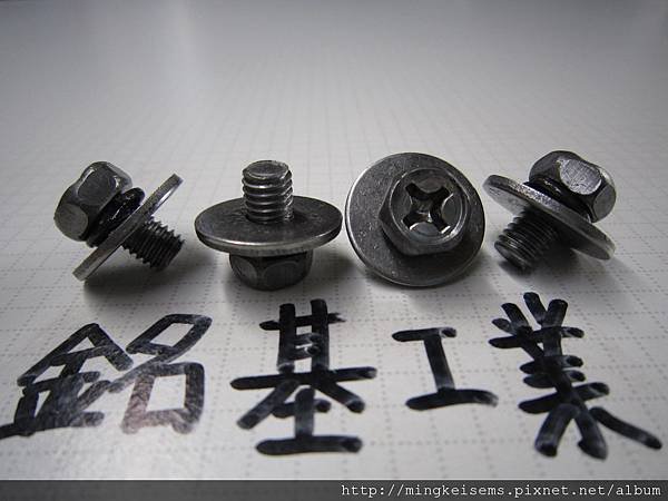 附華司螺絲組合SEMS 六角十字螺絲套附二片華司組合M6X10 HEX HEAD SCREW WITH SPRING+FLAT WASHERS ASSEMBLED