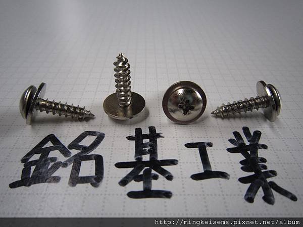 附華司螺絲組合SEMS SCREW 大扁頭十字自攻牙螺絲套附平華司組合M4X16 SELF TAPPING SCREWS WITH FLAT WASHER ASSEMBLED 