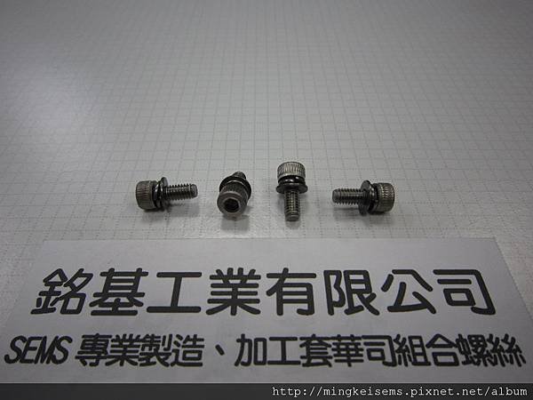 套附華司螺絲 白鐵有頭內六角螺絲套附二片華司組合M4X10 STAINLESS STEEL HEX SOCKET CAP SCREWS WITH SPRING+FLAT WASHER ASSEMBLED