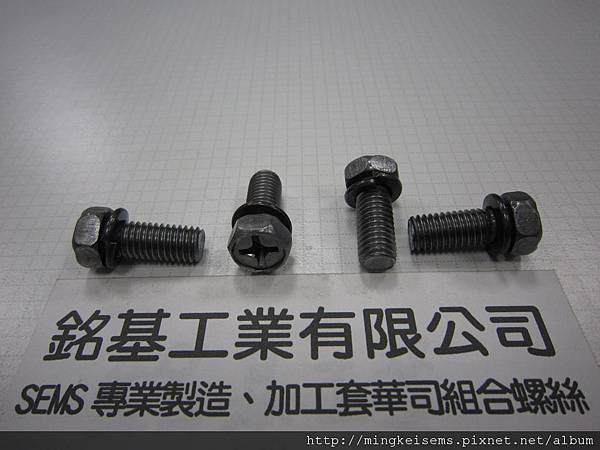 附華司螺絲SEMS SCREWS 六角十字螺絲套附彈簧華司組合M8X20 HEX HEAD MACHINE BOLTS WITH SPRING WASHERS ASSEMBLED