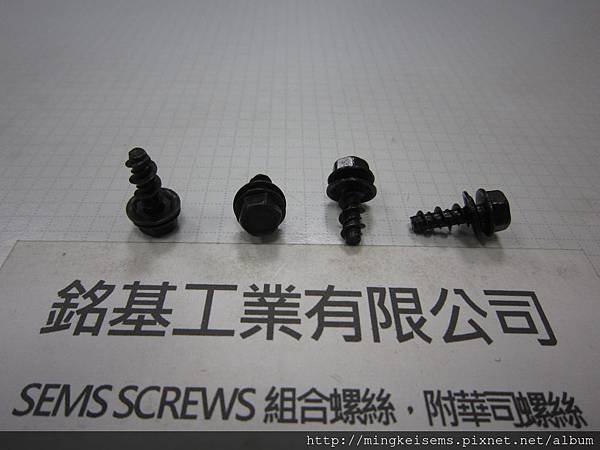 附華司螺絲 SEMS SCREWS六角頭高低牙螺絲套附梅花皿型華司組合M5.1X13 HEX HEAD HIGH LOW THREAD  SCREWS WITH SQUARE DONE WASHER ASSEMBLED