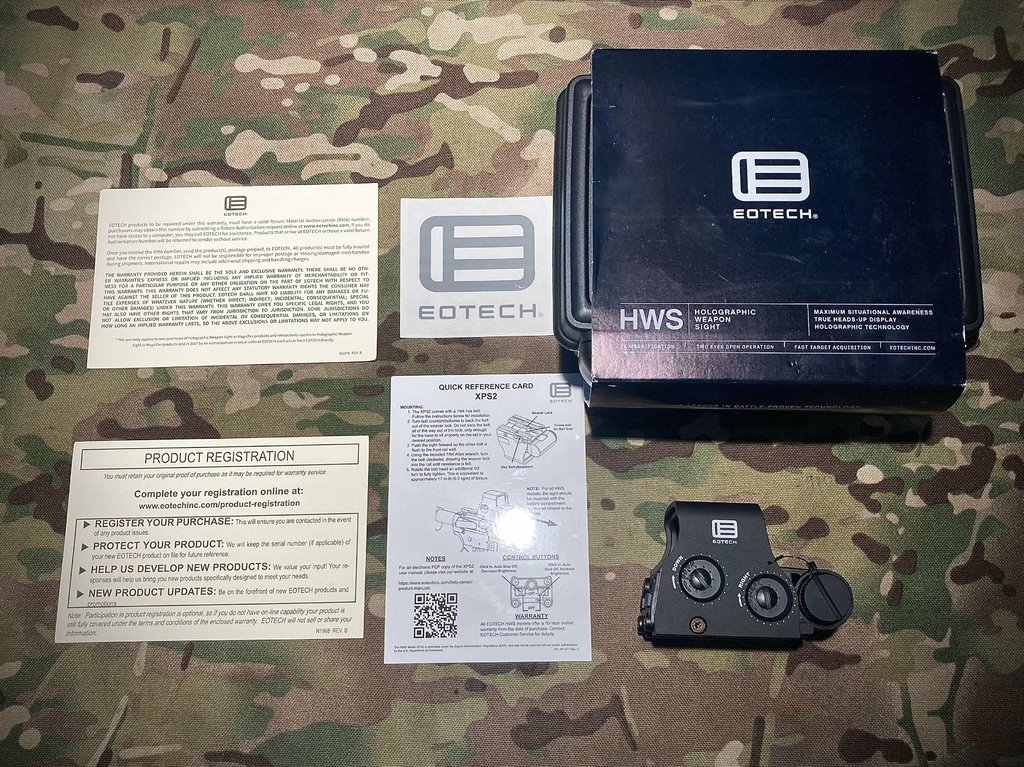 真品 EOTECH XPS-2 全息瞄準鏡 快瞄非紅點 台北槍店 生存遊戲專賣店 義勇兵 原廠防撞盒 說明書 貼紙.jpg