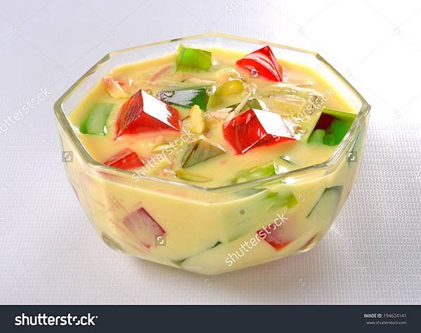 Jelly with custard