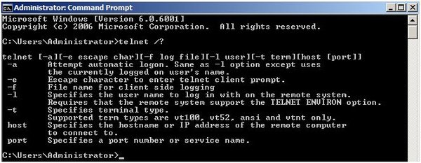 windows server 2008 telnet