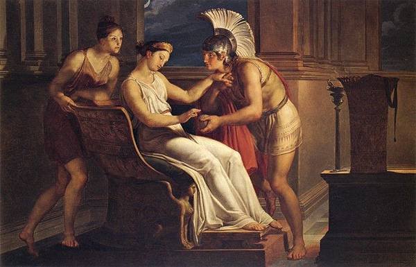 Ariadne Giving Theseus a Ball of String to Find His Way Out of the Maze – 19th century painting by Pelagio Palagi.jpg