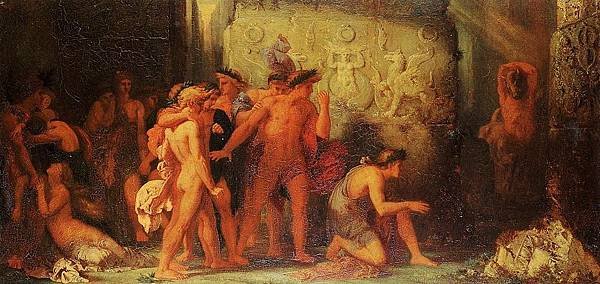 Athenians Given to the Minotaur in the Cretan Labyrinth-Gustve Moreau-1855.jpg