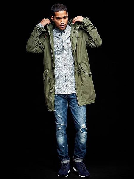 gap outfit 穿搭  Fishtail parka jacket 魚尾 軍裝 夾克