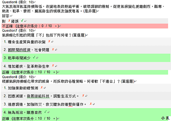 全球暖化我們的反省與出路-課後總測驗-3