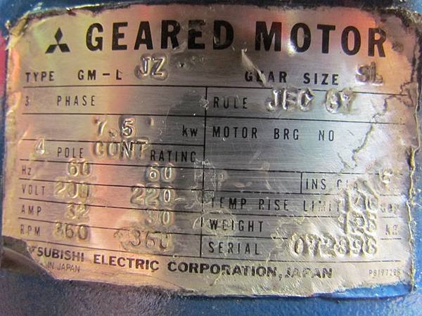 rotary轉子幫浦,口徑3吋,壓力7公斤,馬力10HP,材質316,型式RXS130T-VT,日本進中村NAKAKIN SANITARY ROTARY PUMP