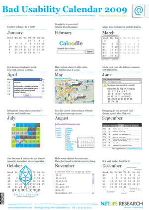 Bad usability calendar 2009