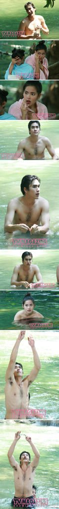 今晚Nadech Yaya愛土之爭第2集瀑布戲花絮照組圖，Yaya害羞不敢看