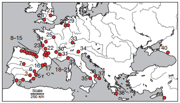 Location of the 40 sites