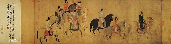 《虢國夫人游春圖》中國十大傳世名畫·張萱/唐玄宗將虢國夫人和