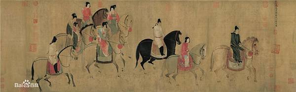 《虢國夫人游春圖》中國十大傳世名畫·張萱/唐玄宗將虢國夫人和
