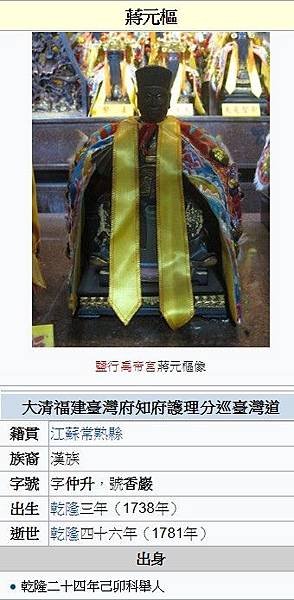 蔣元樞1775年任臺灣府知府37歲來台灣, 他只活到43歲/