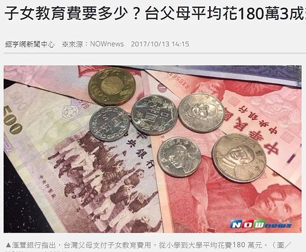 台灣人花172萬教育費讓孩子小學念到大學/學費1年62萬…台