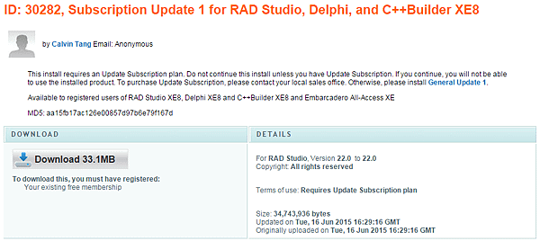 RAD Studio XE8 Update 1