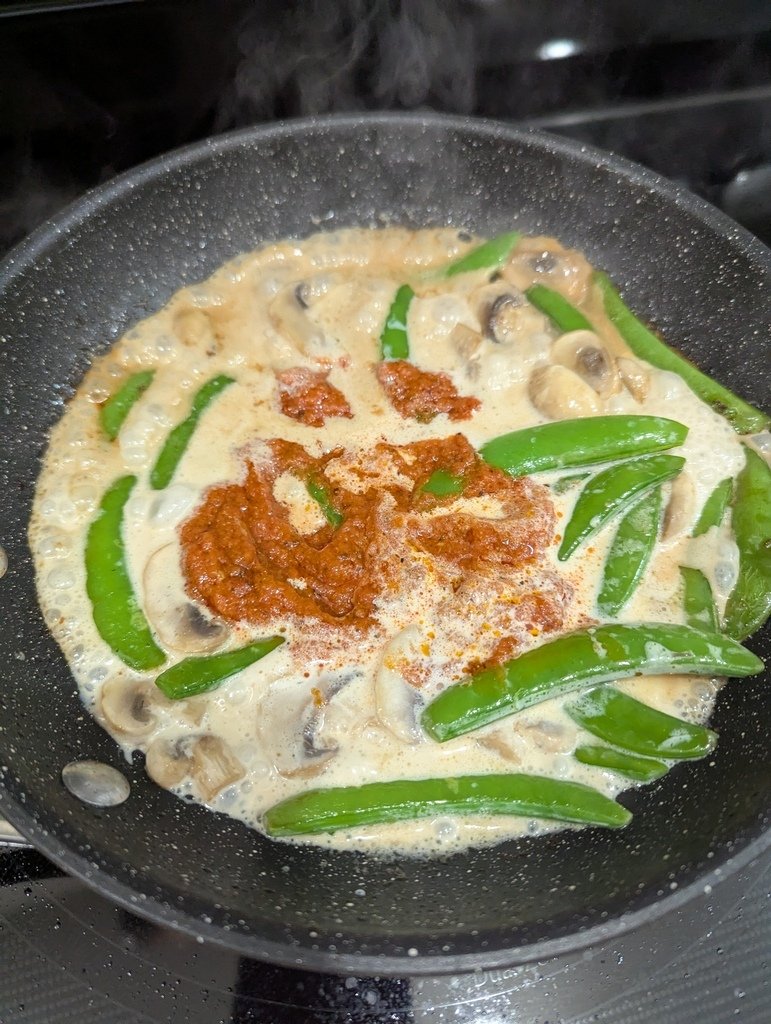 食譜分享 白醬干貝蘑菇甜豆義大利麵 Scallop Ling