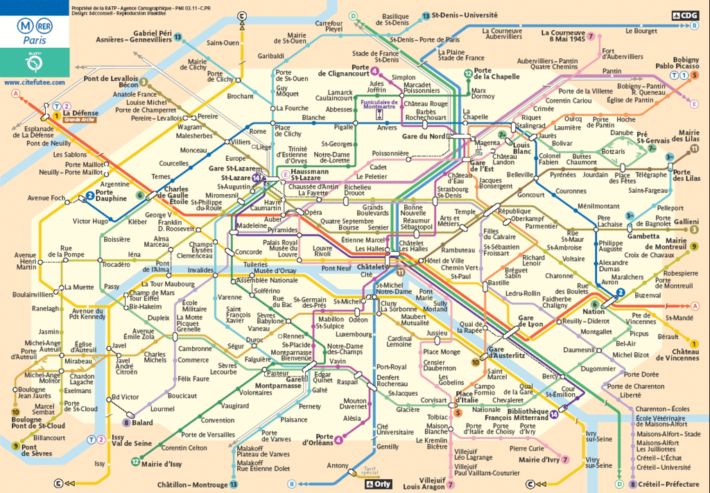 Paris-Metro-Map-巴黎地鐵地圖 