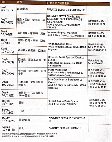 加利利旅行社112年10月3日至10月15日南法．暖風晨光1