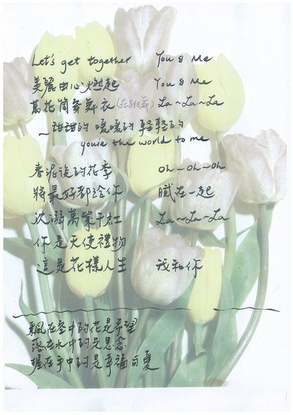 花博指定曲美麗的力量 林志玲作詞手稿2