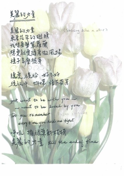 花博指定曲美麗的力量.林志玲作詞手稿1