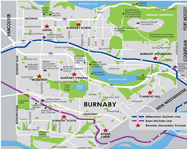 Burnaby市區地圖