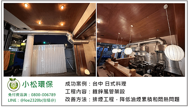 【台中】裝設餐飲油煙異味處理設備-日式料理店