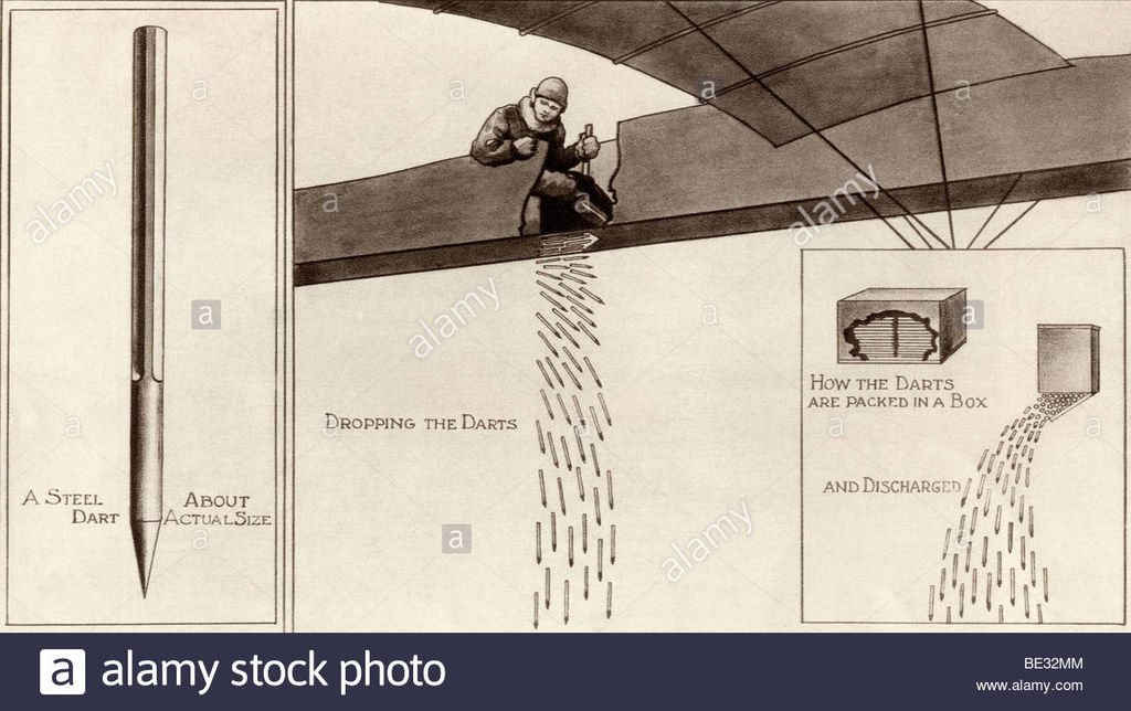 diagram-showing-steel-darts-being-dropped-from-an-airplane-as-an-alternative-BE32MM