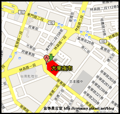 台南夜市-大東夜市地圖