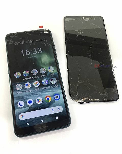 NOKIA7.2更換螢幕,摔很多次螢幕破裂下方觸控異常【94