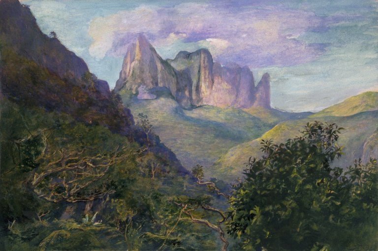 Brooklyn Museum-_Diadem Mountain at Sunset, Tahiti - John La Farge -overall(引自維基共享資源).jpg