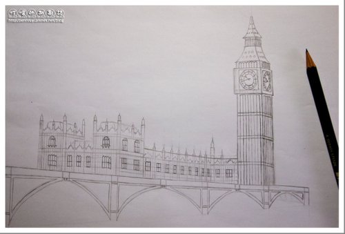第三次的大笨鐘(Big Ben)手繪