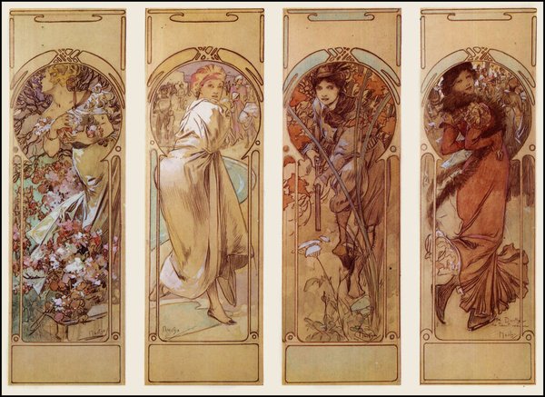 阿爾馮斯．慕夏(Alphonse Mucha) - 另一版本的四季(草稿？)
