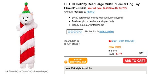 PETCO Holiday Bear Large Multi Squeaker Dog Toy page.jpg