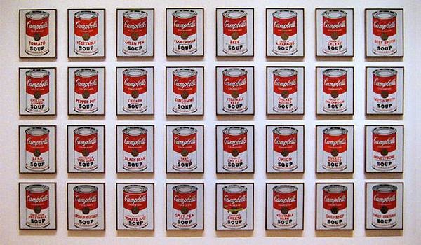 Andy Warhol and 32 Campbell&apos;s cans