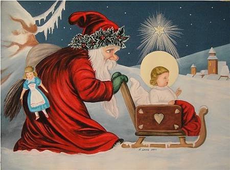 Santa Claus and baby jesus