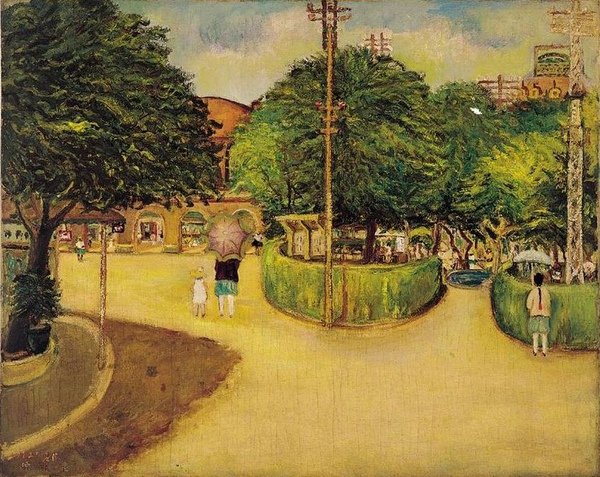 陳澄波《夏日街景》(1927)，入選日本第八回帝展